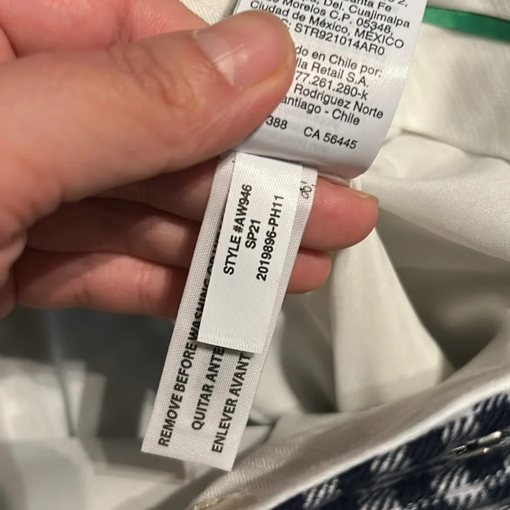 J.Crew Hayden kickout crop pant in gingham stretch linen Blue White Size 12